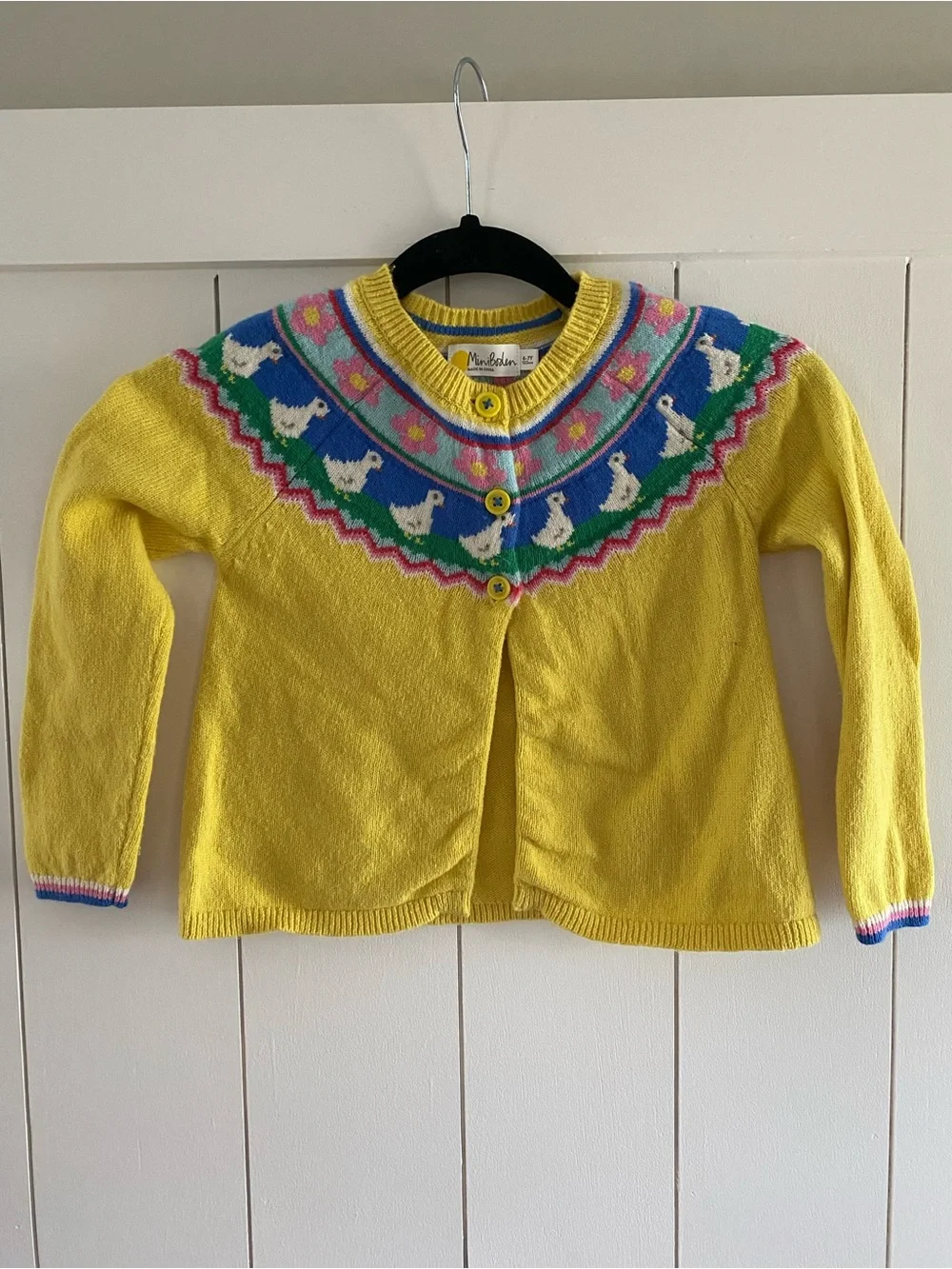 Mini Boden Yellow Duck Cardigan Sweater